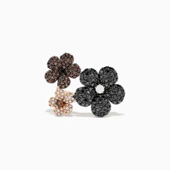 Rings|BH Multi 14K Rose Gold Black, Espresso u0026 White Diamond Flower Ring, 2.47 TCW