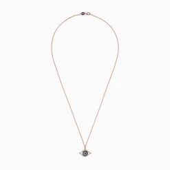 Necklaces & Pendants|Effy Jewelry 14K Rose Gold Blue, White and Black Diamond Evil Eye Pendant, 0.34 TCW