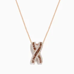 Necklaces & Pendants|Effy Jewelry 14K Rose Gold Brown and White Diamond Pendant