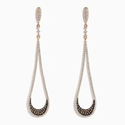 Earrings|BH Multi 14K Rose Gold Brown and White Diamond Drop Earrings, 1.70 TCW