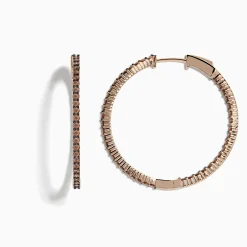 Earrings|Effy Jewelry 14K Rose Gold Brown Diamond Hoop Earrings 1.60 TCW