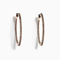 Earrings|Effy Jewelry 14K Rose Gold Brown Diamond Hoop Earrings 1.60 TCW