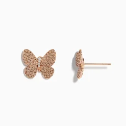 Earrings|Effy Jewelry 14K Rose Gold Diamond Butterfly Earrings