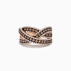 Rings|Effy Jewelry 14K Rose Gold Diamond Criss Cross Ring, 1.06 TCW