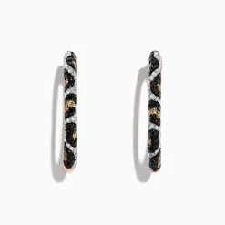 Necklaces & Pendants|Effy Jewelry 14K Rose Gold Diamond Leopard Spot Hoop Earrings, 0.78 TCW