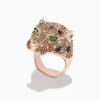 Mens|BH Multi 14K Rose Gold Emerald and Mixed Diamonds Panther Ring