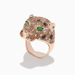Mens|BH Multi 14K Rose Gold Emerald and Mixed Diamonds Panther Ring