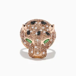 Mens|BH Multi 14K Rose Gold Emerald and Mixed Diamonds Panther Ring