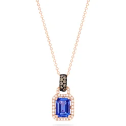 Necklaces & Pendants|Effy Jewelry 14K Rose Gold Emerald Cut Tanzanite and Diamond Pendant, 1.56 TCW