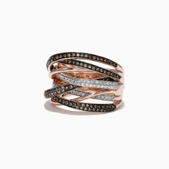 Rings|Effy Jewelry 14K Rose Gold Espresso and White Diamond Ring, 0.74 TCW