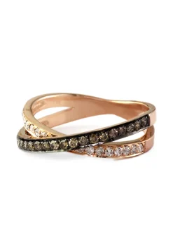 Rings|Effy Jewelry 14K Rose Gold Espresso and White Diamond Ring, .57 TCW