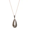 Necklaces & Pendants|Effy Jewelry 14K Rose Gold Espresso and White Diamond Drop Pendant, 0.86 TCW