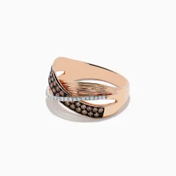 Rings|Effy Jewelry 14K Rose Gold Espresso and White Diamond Ring, 0.48 TCW