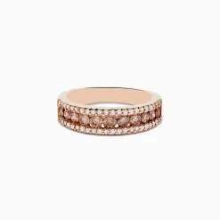 Rings|Effy Jewelry 14K Rose Gold Espresso and White Diamond Ring, .89 TCW