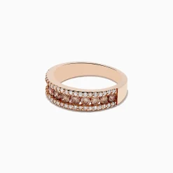 Rings|Effy Jewelry 14K Rose Gold Espresso and White Diamond Ring, .89 TCW