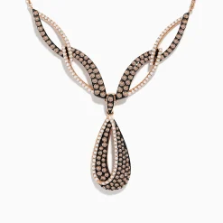 Necklaces & Pendants|Effy Jewelry 14K Rose Gold Espresso and White Diamond Drop Necklace