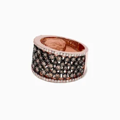 Rings|Effy Jewelry 14K Rose Gold Espresso and White Diamond Ring, 1.25 TCW