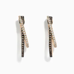 Earrings|BH Multi 14K Rose Gold Espresso and White Diamond Hoop Earrings, 0.58 TCW