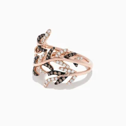 Rings|Effy Jewelry 14K Rose Gold Espresso and White Diamond Ring, 0.62 TCW
