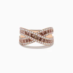 Rings|Effy Jewelry 14K Rose Gold Espresso and White Diamond Crossover Ring