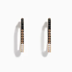 Earrings|Effy Jewelry 14K Rose Gold Espresso, Black and White Diamond Hoop Earrings