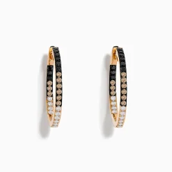 Earrings|Effy Jewelry 14K Rose Gold Espresso, Black and White Diamond Hoop Earrings