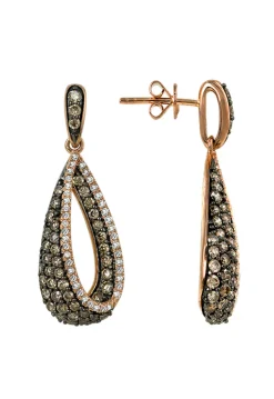 Earrings|Effy Jewelry 14K Rose Gold Espresso u0026 White Diamond Earrings, 1.3 TCW