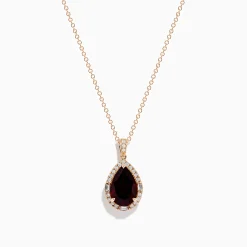 Necklaces & Pendants|Effy Jewelry 14K Rose Gold Garnet and Diamond Pendant