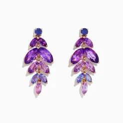 Earrings|Effy Jewelry 14K Rose Gold Iolite, Amethyst and Tanzanite Earrings