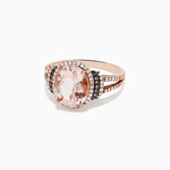 Rings|Effy Jewelry 14K Rose Gold Morganite and Diamond Ring, 3.42 TCW