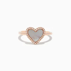 Rings|Effy Jewelry 14K Rose Gold Mother of Pearl and Diamond Heart Ring