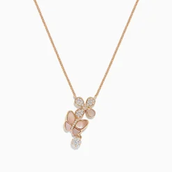 Necklaces & Pendants|BH Multi 14K Rose Gold Mother of Pearl and Diamond Butterfly Necklace, 0.26 TCW