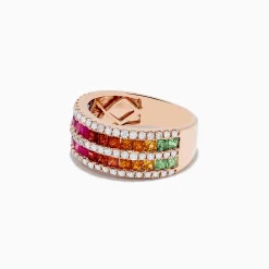 Rings|Effy Jewelry 14K Rose Gold Multi Sapphire and Diamond Ring