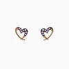 Earrings|Effy Jewelry 14K Rose Gold Multi Sapphire Heart Earrings
