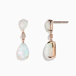 Earrings|Effy Jewelry 14K Rose Gold Opal and Diamond Drop Earrings