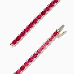Bracelets|Effy Jewelry 14k Rose Gold Oval Pink Tourmaline and Ruby Tennis Bracelet 6.56 TCW