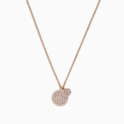 Necklaces & Pendants|Effy Jewelry 14K Rose Gold Pave Diamond Disk Pendant, 0.25 TCW
