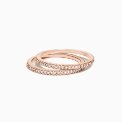 Rings|Effy Jewelry 14K Rose Gold Pave Diamond Band, Set of Two