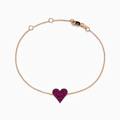 Bracelets|Effy Jewelry 14K Rose Gold Pave Ruby Heart Bracelet