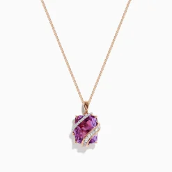 Necklaces & Pendants|Effy Jewelry 14K Rose Gold Pink Amethyst and Diamond Pendant