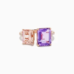 Rings|Effy Jewelry 14k Rose Gold Pink Amethyst and Morganite Toi Et Moi Ring