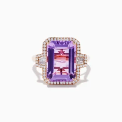 Rings|Effy Jewelry 14K Rose Gold Pink Amethyst and Diamond Cocktail Ring