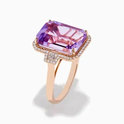 Rings|Effy Jewelry 14K Rose Gold Pink Amethyst and Diamond Cocktail Ring
