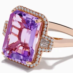 Rings|Effy Jewelry 14K Rose Gold Pink Amethyst and Diamond Cocktail Ring