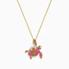 Necklaces & Pendants|Effy Jewelry 14K Rose Gold Pink and Yellow SapphireTsavorite and Diamond Turtle Pendant
