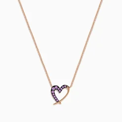 Necklaces & Pendants|Effy Jewelry 14K Rose Gold Pink Sapphire Open Heart Necklace