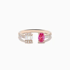 Rings|Effy Jewelry 14K Rose Gold Pink Sapphire and Diamond Toi Et Moi Ring