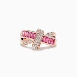 Rings|BH Multi 14K Rose Gold Pink Sapphire and Diamond Crossover Ring