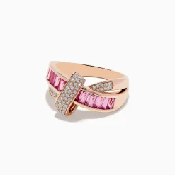 Rings|BH Multi 14K Rose Gold Pink Sapphire and Diamond Crossover Ring