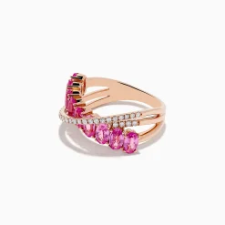 Rings|Effy Jewelry 14k Rose Gold Pink Sapphire and Diamond Crossover Ring